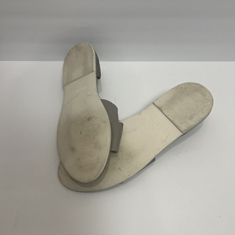 VINCE Ida Gray Snakeskin Print Leather Open Toe Open Side Flats Gray Sz 8.5 - Picture 7 of 7